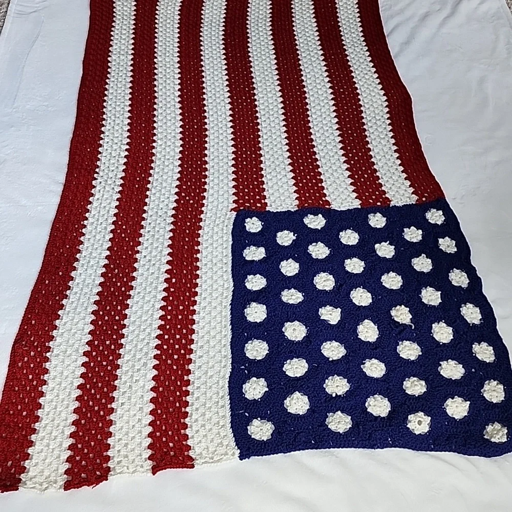 Handmade Crochet American Flag Blanket 40/70